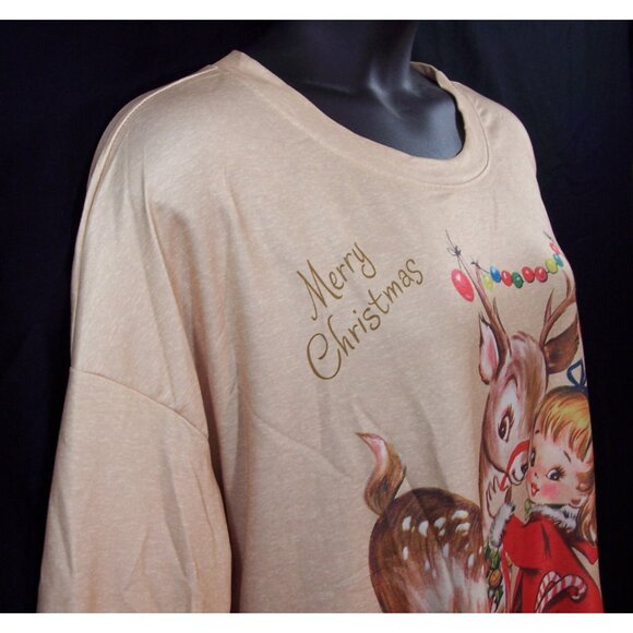 NEW Christmas Reindeer 4X Top Long Sleeve Holiday-Measures to be a 3X - Picture 10 of 13